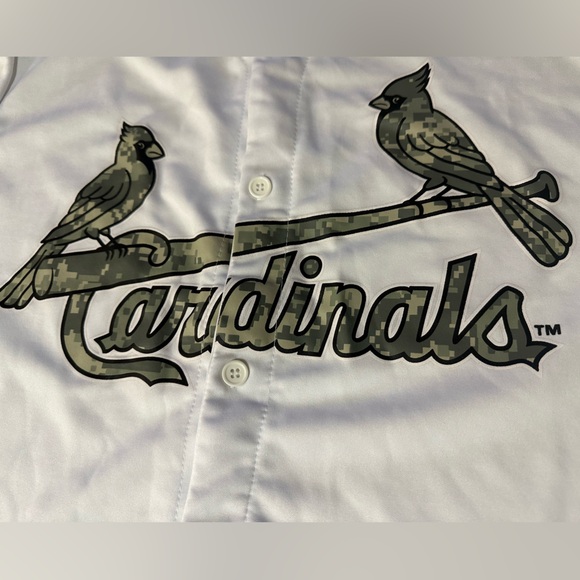 St. Louis Cardinals SGA Jersey XL Camo Button Up Military Flag Ford Sz XL - Picture 3 of 6